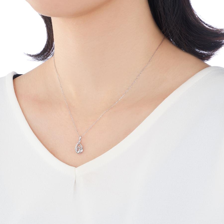 ジュエリーツツミ K10ホワイトゴールドアクアマリンネックレス