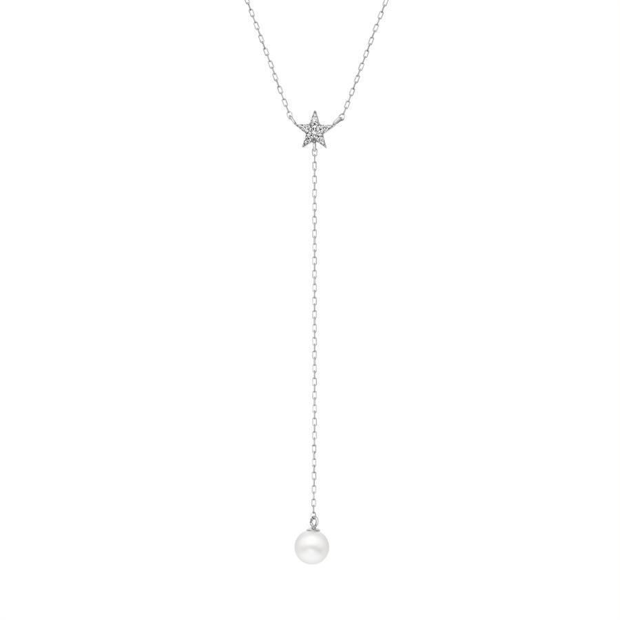 ジュエリーツツミ K10ホワイトゴールド淡水パールネックレス（5mm