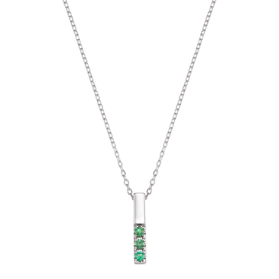 【あ】K10ホワイトゴールドエメラルドネックレス ジュエリーツツミ K10ホワイトゴールドエメラルドネックレス