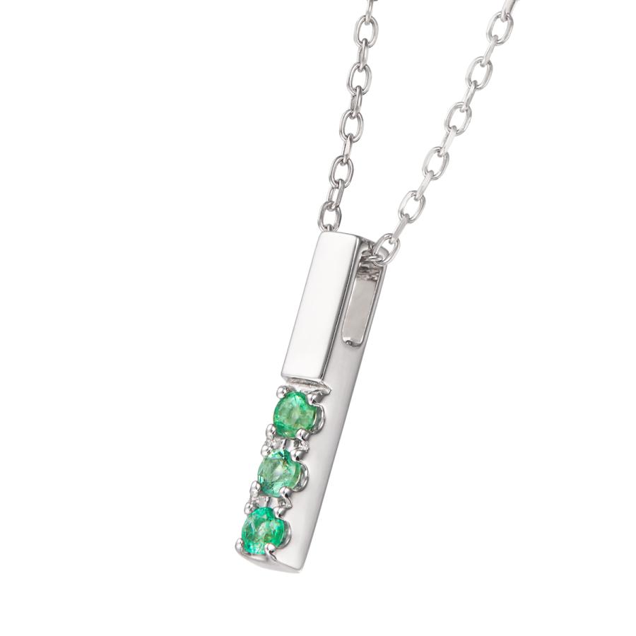 【あ】K10ホワイトゴールドエメラルドネックレス ジュエリーツツミ K10ホワイトゴールドエメラルドネックレス