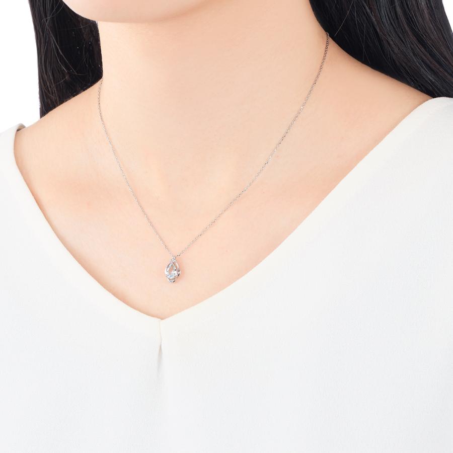 ジュエリーツツミ K10ホワイトゴールドアクアマリンネックレス