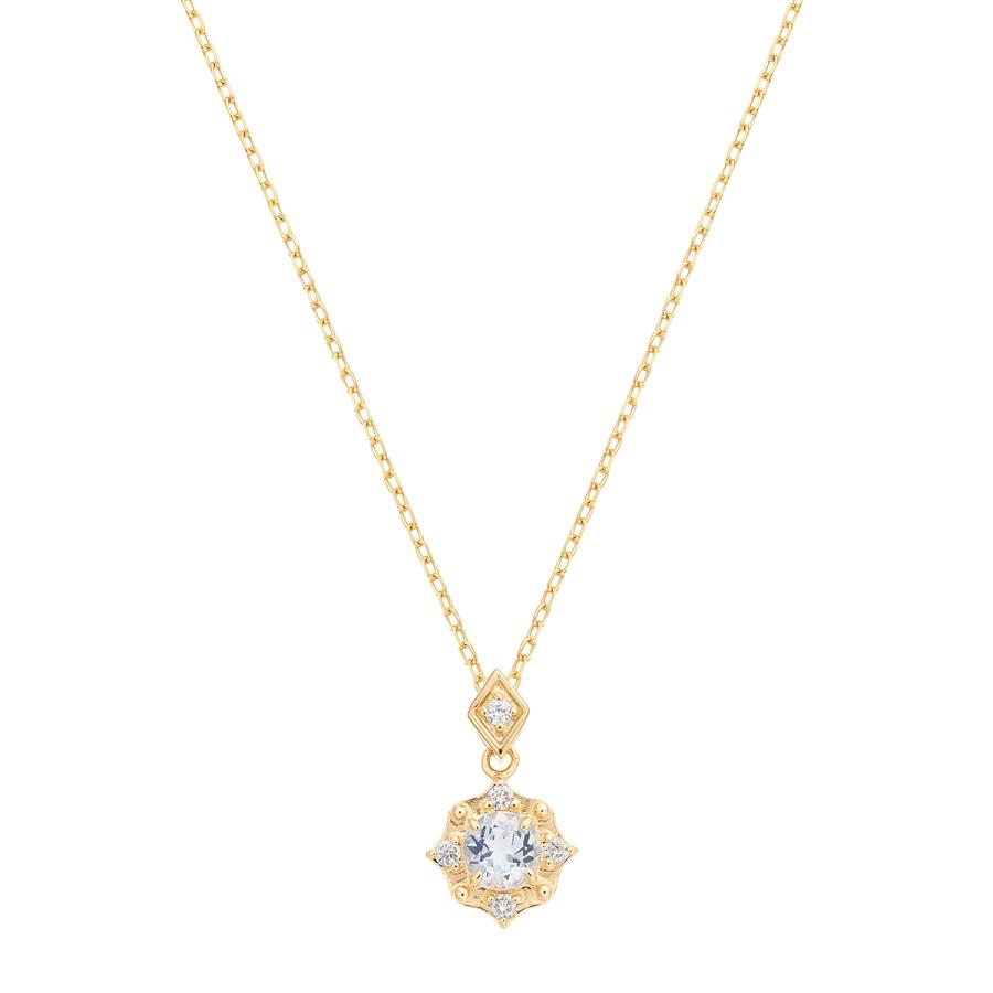 ジュエリーツツミ K10イエローゴールドアクアマリンネックレス ジュエリーツツミ K10イエローゴールドアクアマリンネックレス