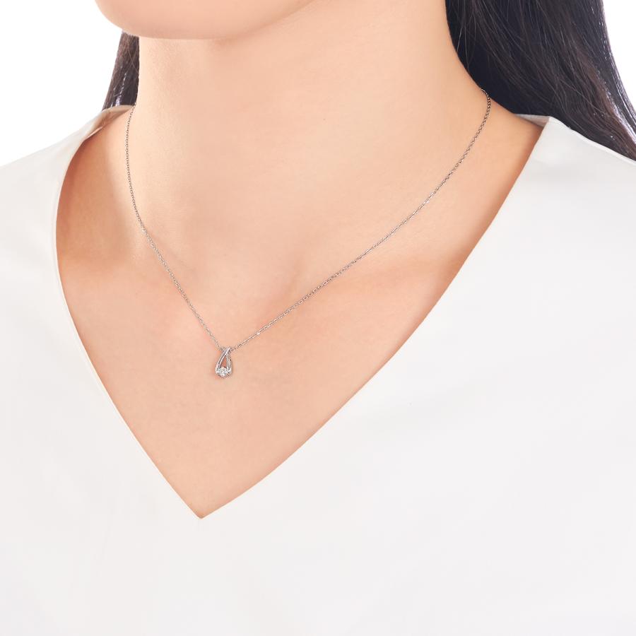 ジュエリーツツミ K10ホワイトゴールドダイヤモンドネックレス