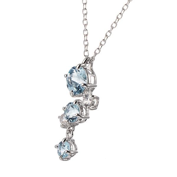 ジュエリーツツミ K10ホワイトゴールドアクアマリンネックレス