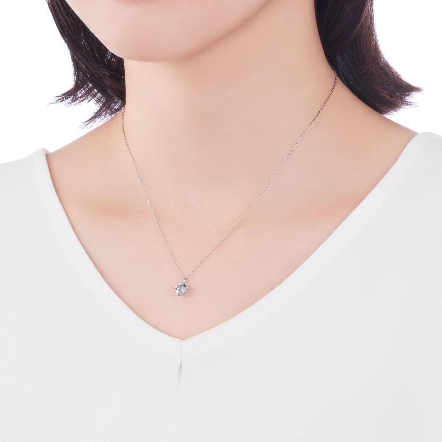 ジュエリーツツミ K10ホワイトゴールドアクアマリンネックレス ジュエリーツツミ K10ホワイトゴールドアクアマリンネックレス