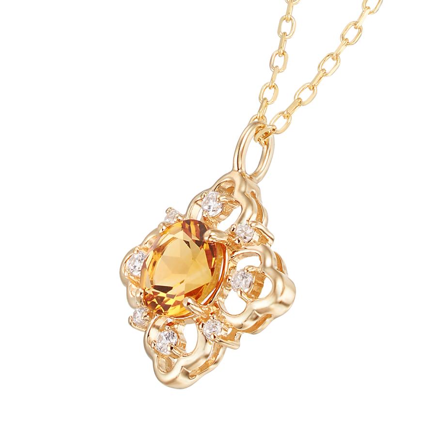 K10イエローゴールドシトリンネックレス 