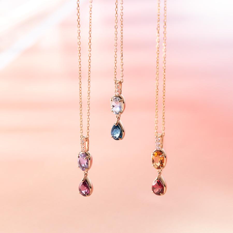 ◆ジュエリーツツミ◆【K10】アルマンダインガーネット ダイヤ　ネックレス K10イエローゴールドアルマンダインガーネットネックレス(RPN179