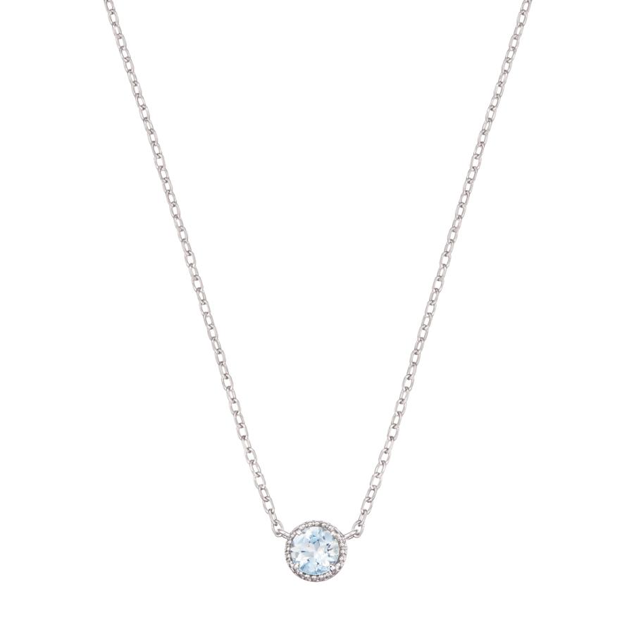 ジュエリーツツミ K10ホワイトゴールドアクアマリンネックレス