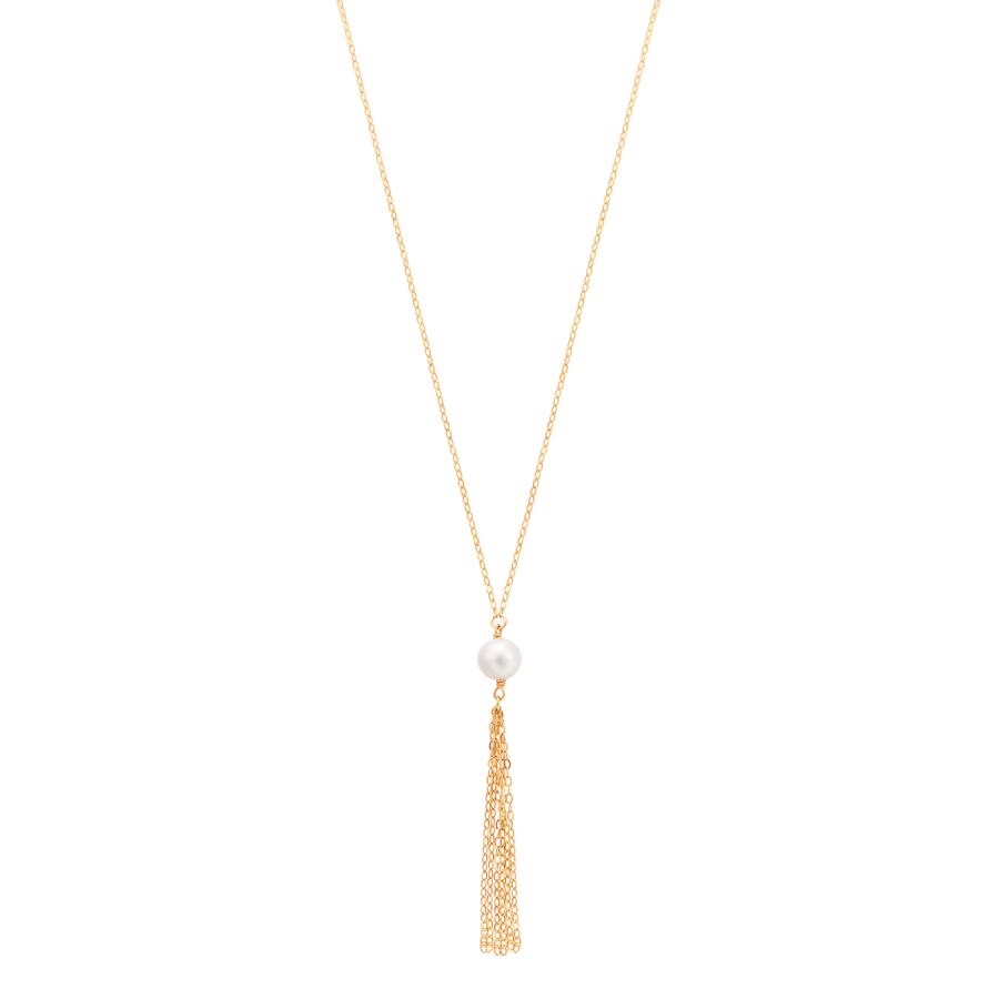 K18 パールロングネックレス ジュエリーツツミ K18イエローゴールド淡水パールロングネックレス