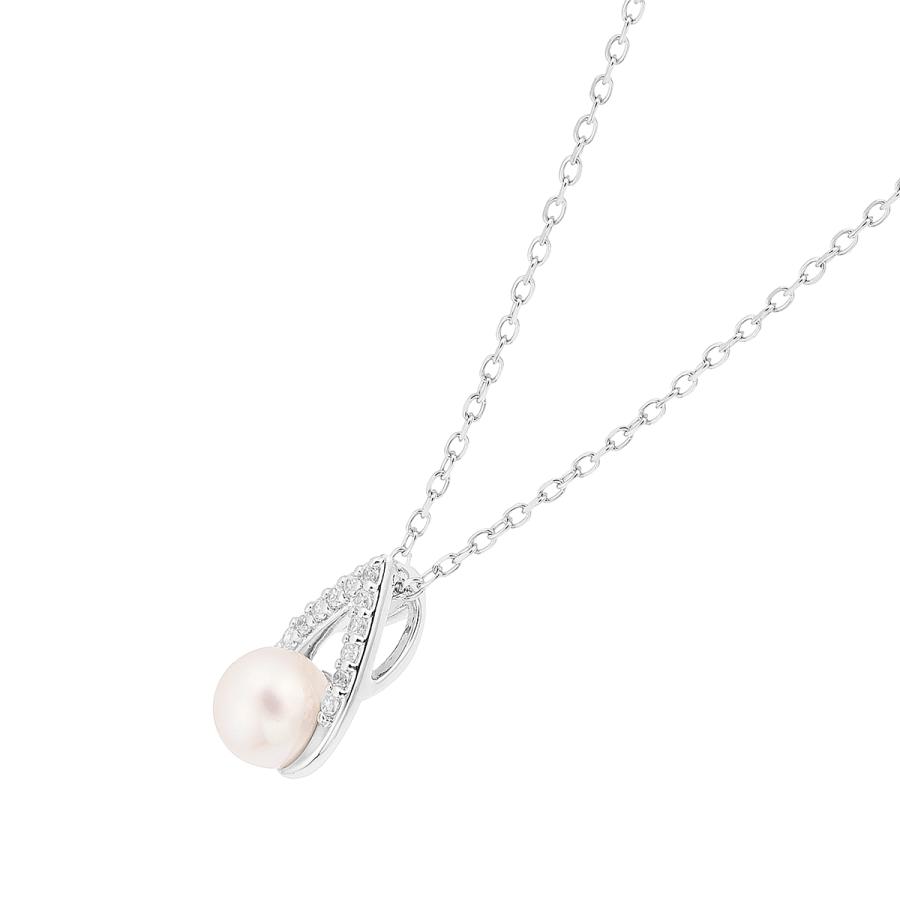 ジュエリーツツミ K10ホワイトゴールド淡水パールネックレス（5mm