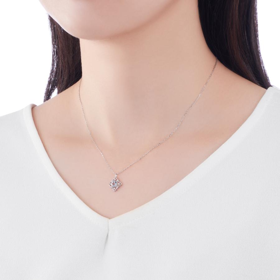 ジュエリーツツミ K10ホワイトゴールドアクアマリンネックレス