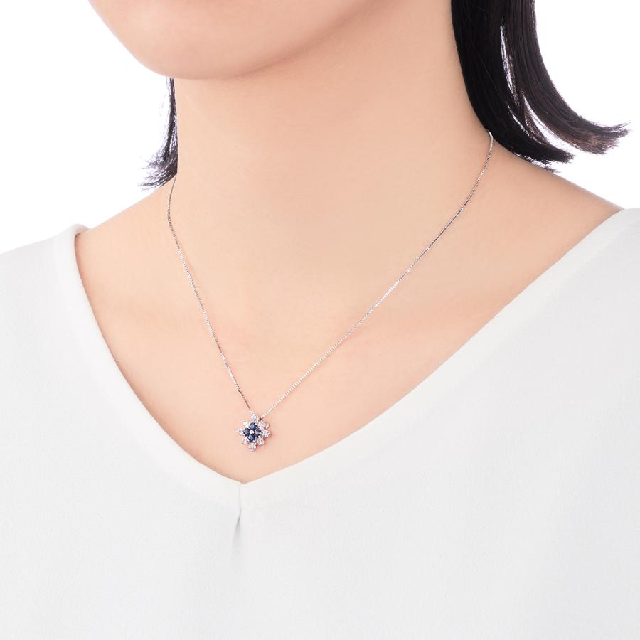 ジュエリーツツミ K10ホワイトゴールドサファイアネックレス