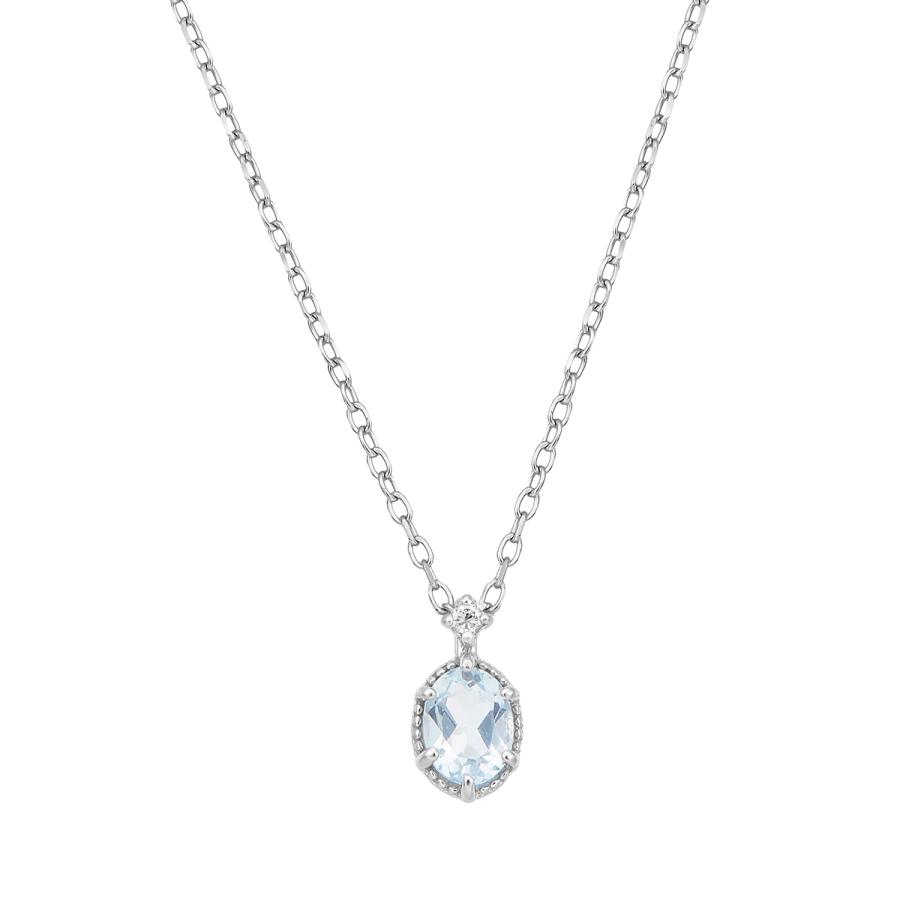 ジュエリーツツミ K10ホワイトゴールドアクアマリンネックレス ジュエリーツツミ K10ホワイトゴールドアクアマリンネックレス