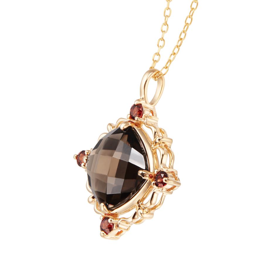 ツツミK10スモーキークォーツオーバルカット ネックレス ジュエリーツツミ K10イエローゴールドスモーキークォーツ