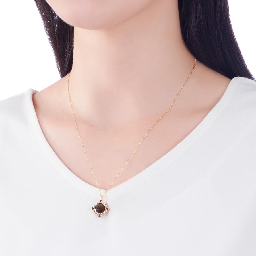 ツツミK10スモーキークォーツオーバルカット ネックレス ジュエリーツツミ K10イエローゴールドスモーキークォーツ