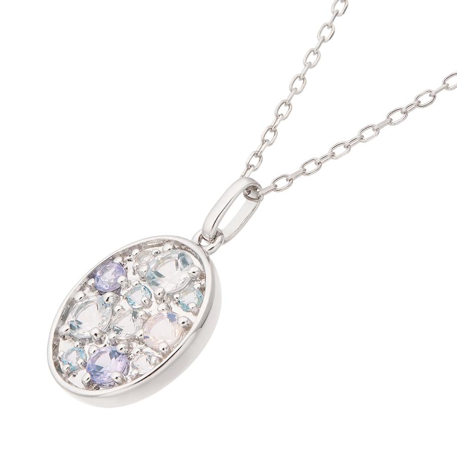 ジュエリーツツミ K10ホワイトゴールドマルチストーンネックレス