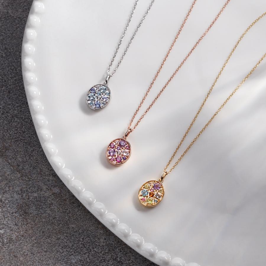 ジュエリーツツミ K10ホワイトゴールドマルチストーンネックレス ジュエリーツツミ K10ホワイトゴールドマルチストーンネックレス
