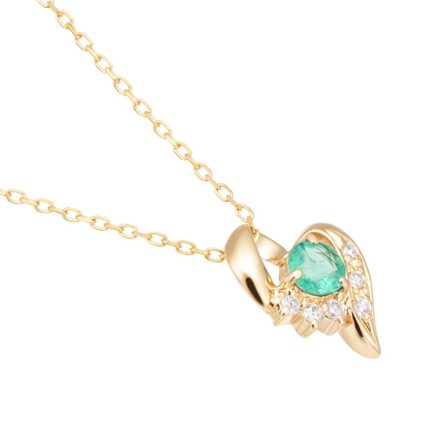 ジュエリーツツミ K10イエローゴールドエメラルドネックレス