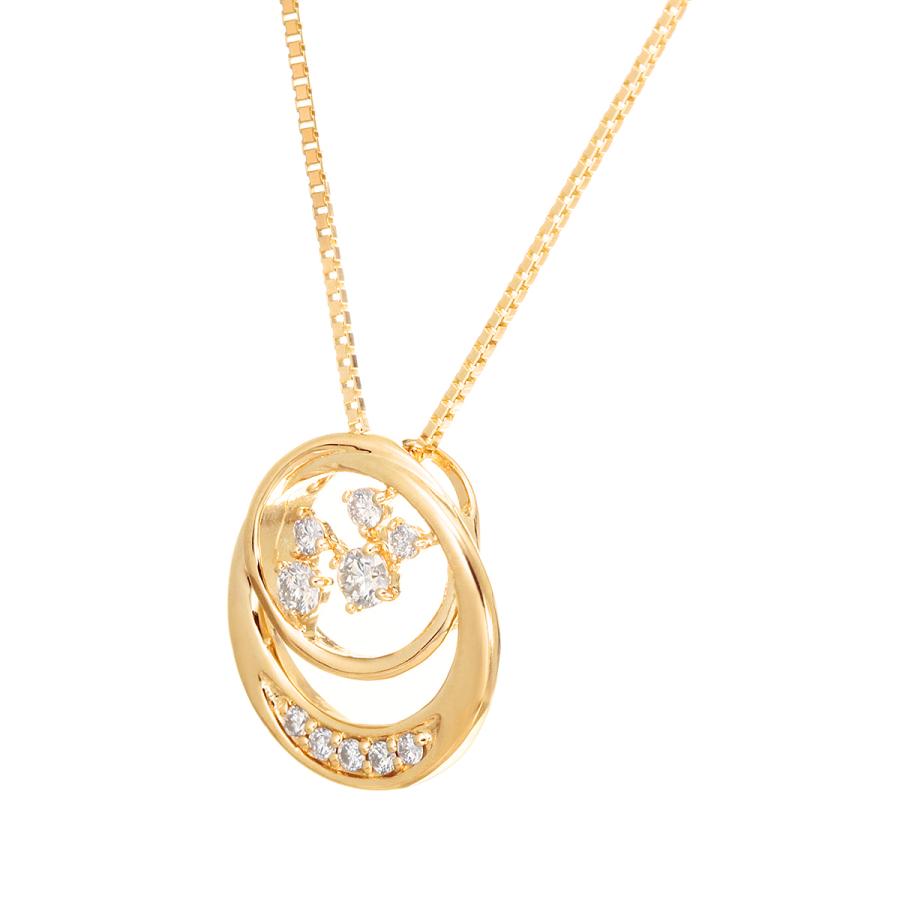 《送料込》 K18イエローゴールドダイヤモンドネックレス 【9122475645】(33150円)