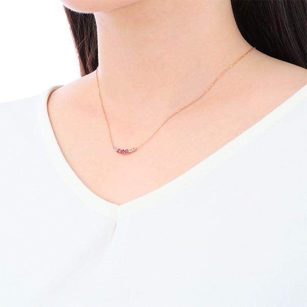 ジュエリーツツミ K10ピンクゴールドマルチストーンネックレス