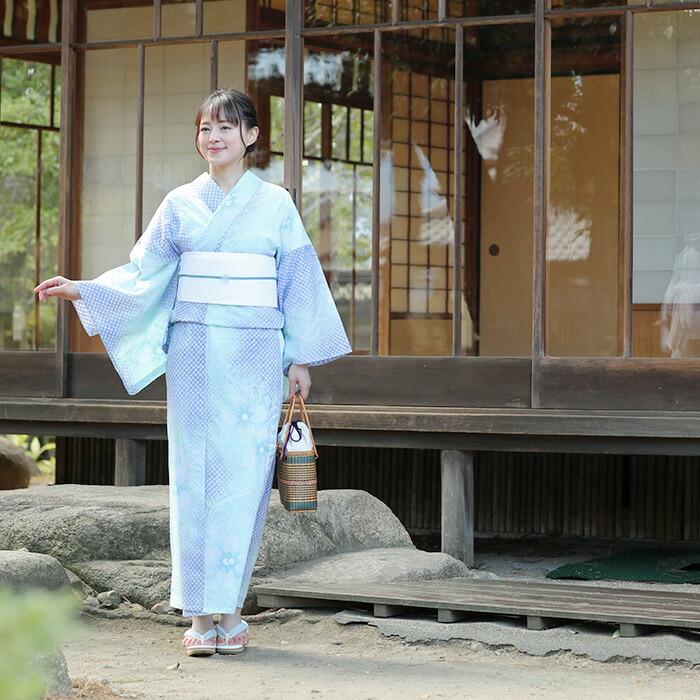 高知インター店】【高知インター店】有松絞り 浴衣 つゆくさ 四ツ花