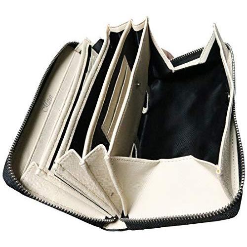 ブラック ベージュ 大人 紳士 本革 牛革 長財布 財布 オイル レザー ロング ウォレット メンズ コインスルー 男性 女性 ラウンドジッ オープニング