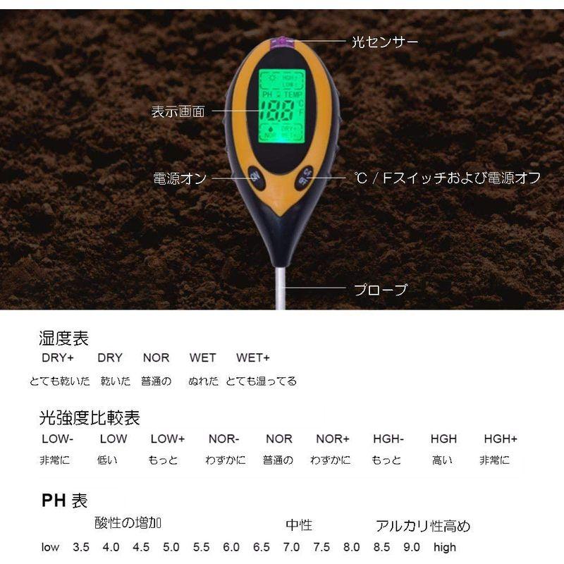 サービスZmart 4in1 デジタル 日光 農業 モニター 水分 土壌 テスター PH 植物 バックライト メーター 温度 園芸 研究、開発用 