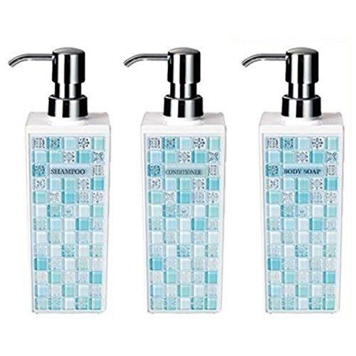 ピアストレラ ディスペンサー詰め替えボトル3本セット(シャンプー・コンディショナー・ボディソープ) 角型 大