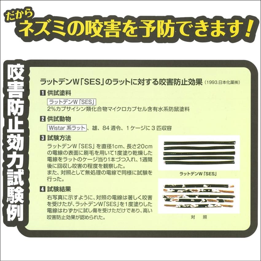 ラットデンＷ 水性 4kg 防鼠塗料 ねずみ被害 咬害 齧害 予防対策 電線 配線 ケーブル 制御盤の画像