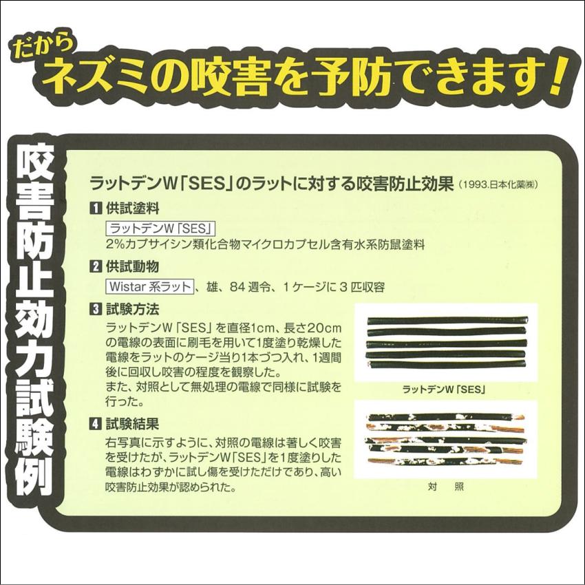 ラットデンＷ 水性 4kg 防鼠塗料 ねずみ被害 咬害 齧害 予防対策 電線 配線 ケーブル 制御盤の画像