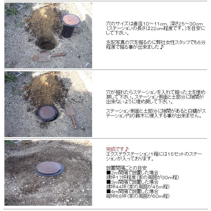 エクステラステーション15セット・誘引剤フォーカス15袋・Y字キー付 シロアリベイト工法 白蟻 予防 駆除の画像