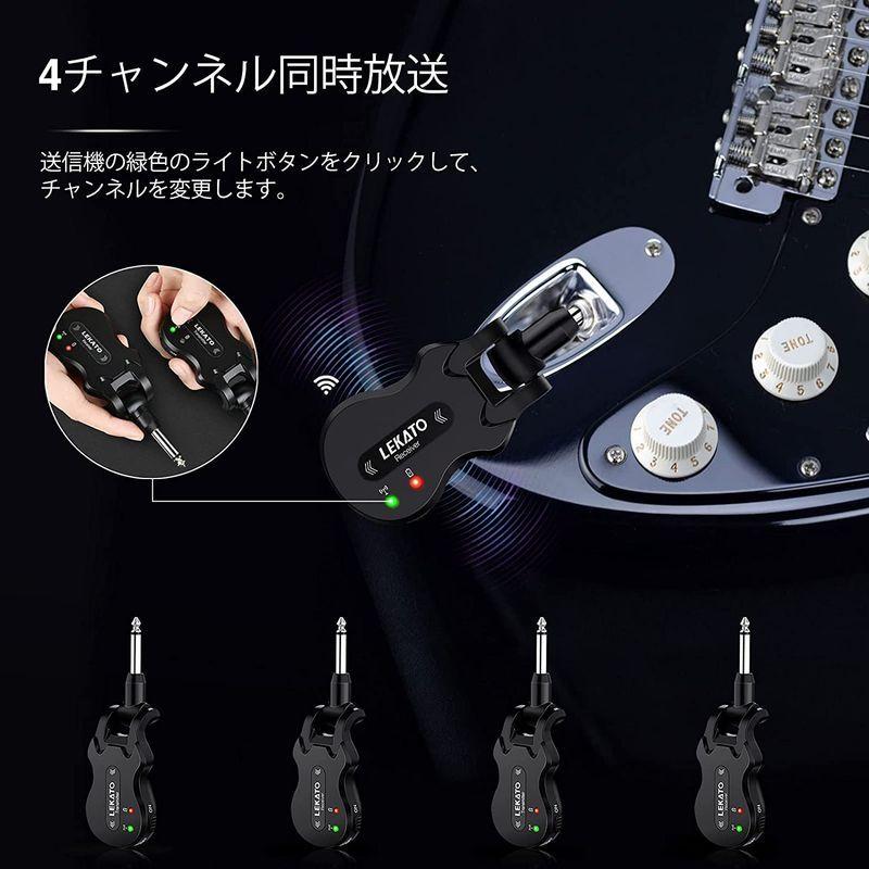 限定入荷 LEKATO ギターワイヤレスシステム 送受信機 ブラックチップ ギターに直接プラグ・イン エレキギターアンプ ケーブル不要 エレキギター