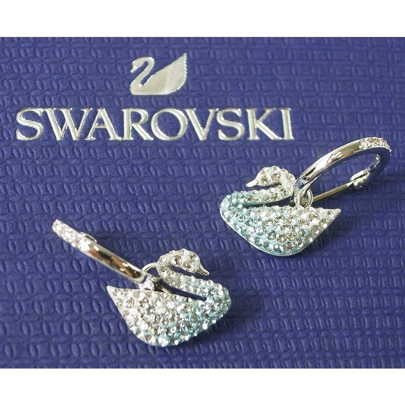 スワロフスキー ピアス フープ Iconic Swan スワン 白鳥 ブルー SW-555