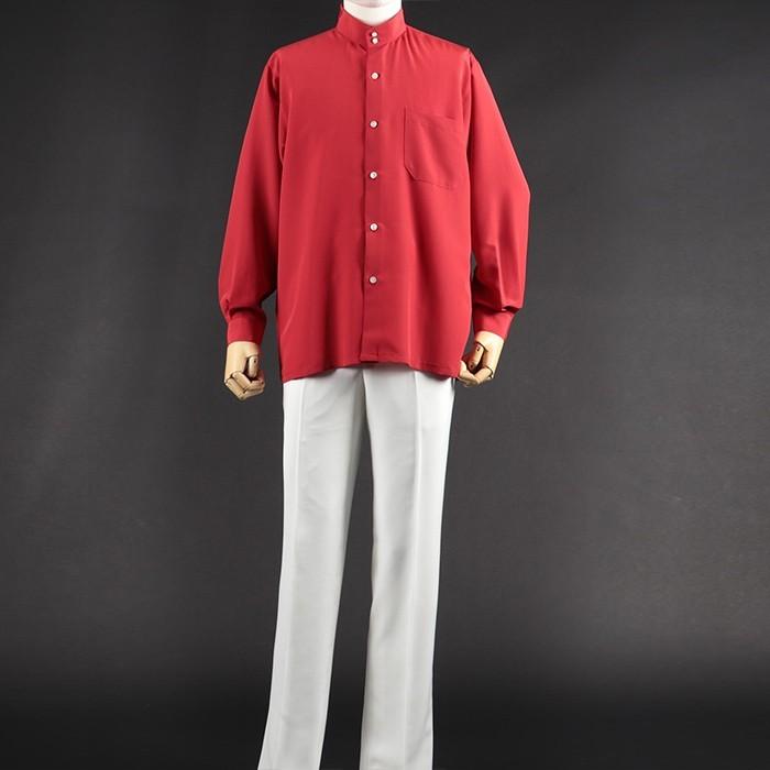 カラーシャツ レッド 赤色 メンズ 男性 スタンドカラー ステージ衣装