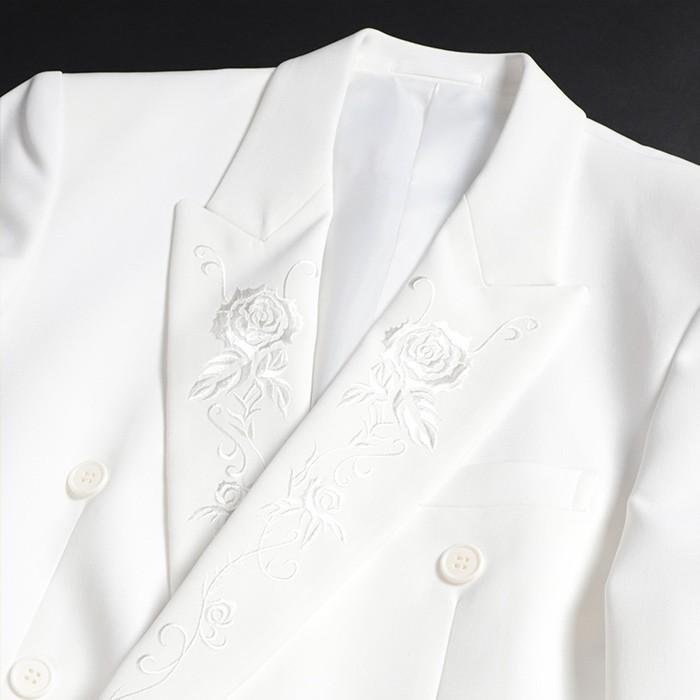 ホワイト 白 ダブル ジャケット 矢沢 ステージ衣装 カラオケ衣装