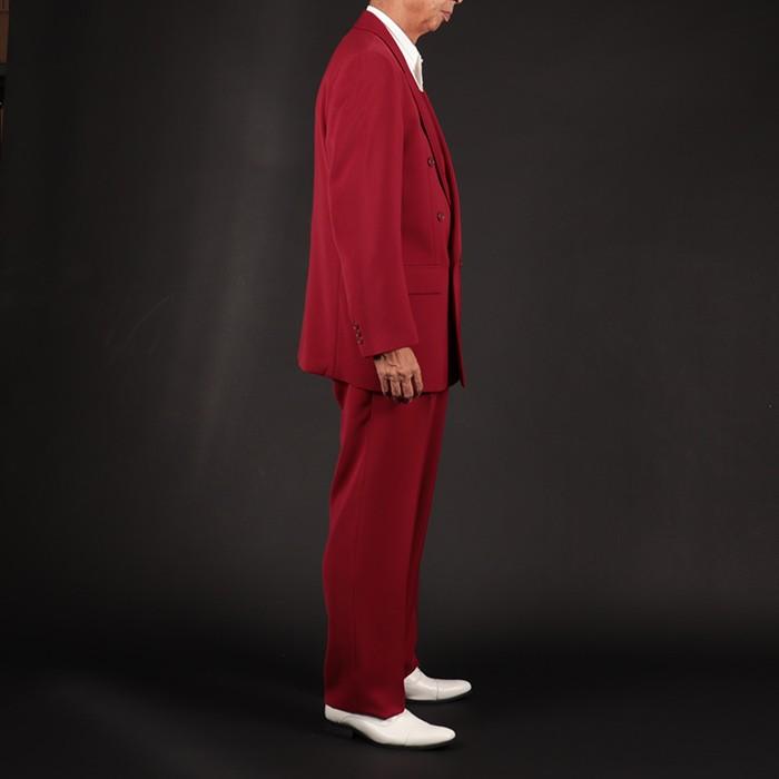 ヴィンテージ バーガンディ カラー ダブル ウール セットアップ スーツ 赤 秋 ワンボタンノッチ ブレザーコートロングパンツ バーガンディ 2