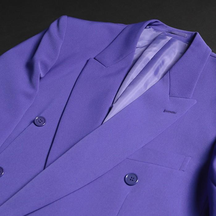 セット割 カラースーツ ダブル パープル 紫 ステージ衣装 カラオケ衣装