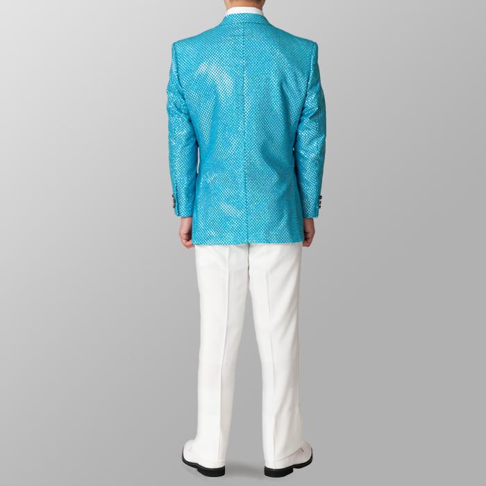 キラキラ スパンコール ジャケット メンズ 男性 ライトブルー 水色