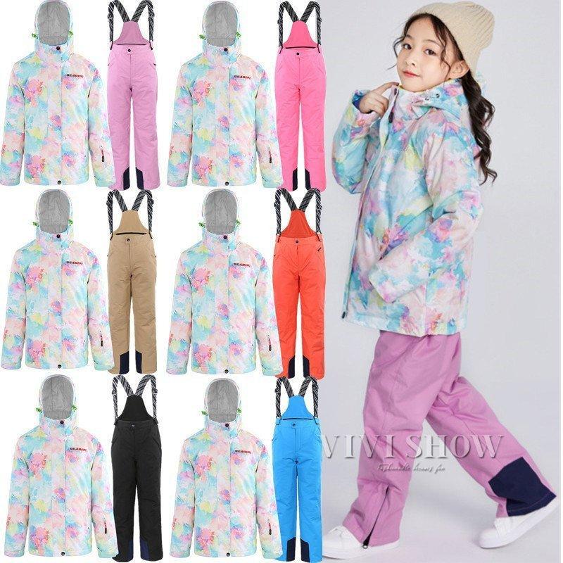 スノーボードウェア スキーウェア スノボ 上下セット ジャケット パンツ キッズ ジュニア 女の子 子供 防水 防寒 110 1 130 140 150 160 メーカー直送