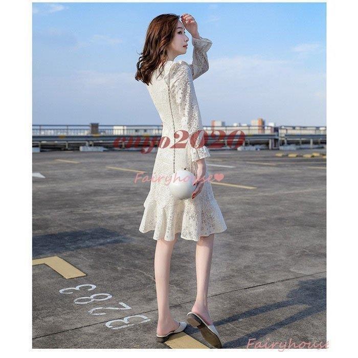 レースワンピース レディース 40代 秋冬 長袖ワンピース 白レース透かし彫り 膝丈ワンピース フレアスカート オシャレ通勤 大人 上品 30代 50代 パーティー 品質満点