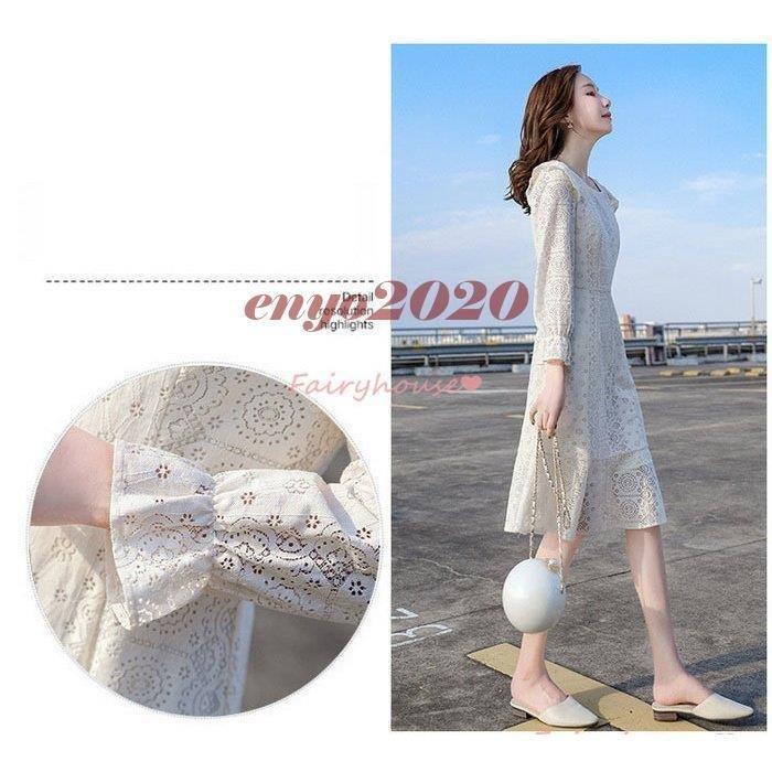 レースワンピース レディース 40代 秋冬 長袖ワンピース 白レース透かし彫り 膝丈ワンピース フレアスカート オシャレ通勤 大人 上品 30代 50代 パーティー 品質満点