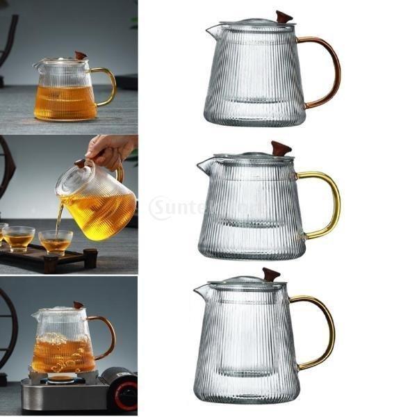 公式の ティーポット ガラス 北欧 花茶 お茶 透明 耐熱性高 加熱可 おしゃれ 茶こし付き 茶道具 取り外し可能 大容量