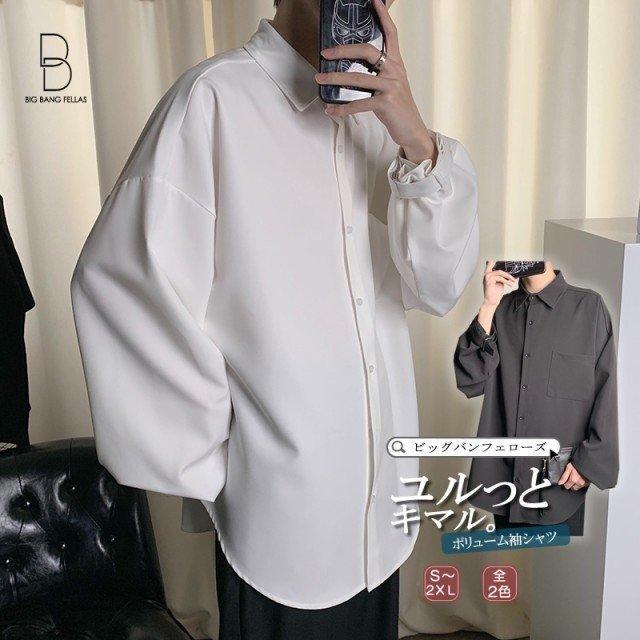 韓国 ファッション メンズ シャツ ドレスシャツ カジュアルシャツ カッターシャツ ワイシャツ ビッグシルエット ゆったり ボリューム袖 Pf25 Ttapストア 通販 Yahoo ショッピング