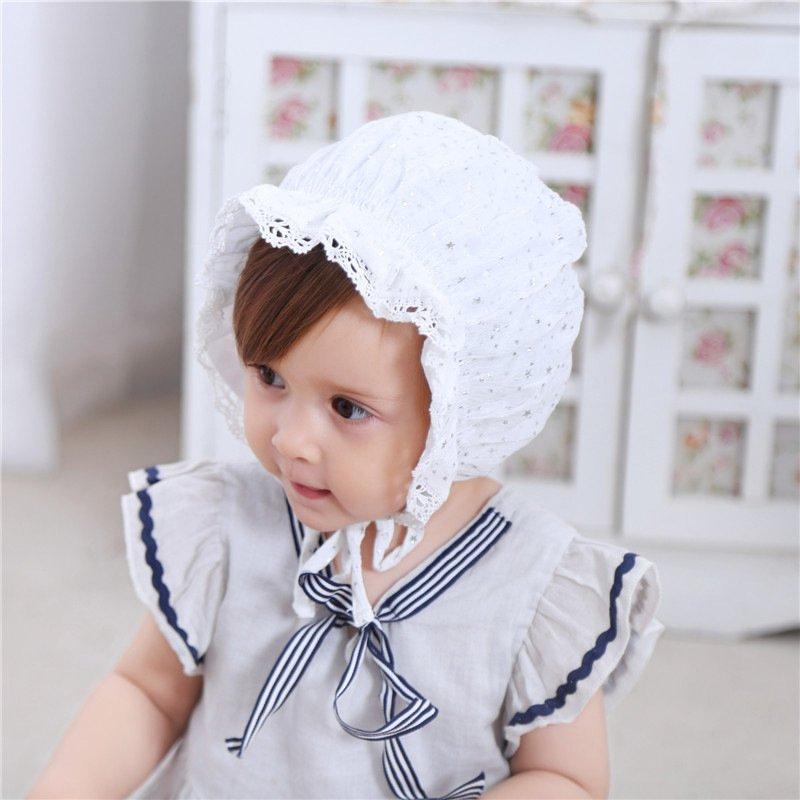 ボンネット帽 ベビー 帽子 ハット スカラップレース フリル 赤ちゃん 新生児 春夏 日除け お出掛け 記念日フォト 出産祝い あご紐 レトロ 可愛い 17人気の