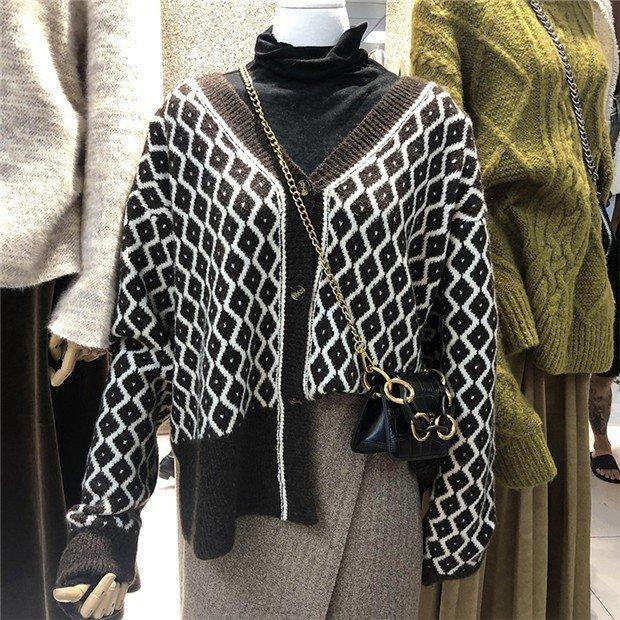 カーディガン レディース 春 秋 カットソー ショート ｖネック おしゃれ ニット 編み物 セーター ジャケット 公式