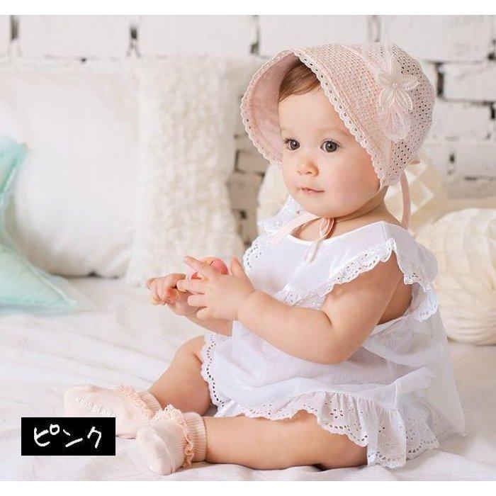 ボンネット帽 ベビー 帽子 ハット パンチングレース コサージュ スカラップ 赤ちゃん 新生児 春夏 日除け お出掛け 記念日フォト 出産祝い あご紐 Pdac Ttapストア 通販 Yahoo ショッピング