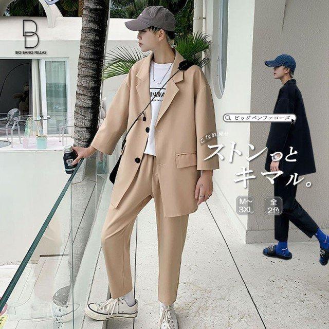 カジュアルスーツ メンズ セットアップ メンズ ゆったり 半袖 上下セット テーラード 韓国 ファッション 秋 冬 春 衣装 モード系 パーテ P Ttapストア 通販 Yahoo ショッピング