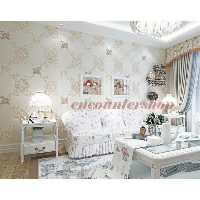 壁紙 のり付き 花柄 張り替え 北欧 おしゃれ 貼ってはがせる ダマスク 店舗 トイレ 寝室 防汚 Paccc Ttapストア 通販 Yahoo ショッピング