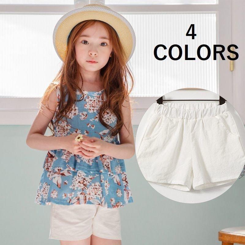 ショートパンツ ハーフパンツ 白 黒 シンプル 無地 ゴム 子供服 女の子 女児 キッズ ジュニア おしゃれ かわいい 1 130 140 150 13周年記念イベントが