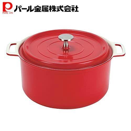パール金属 無水調理ができるセラミック加工IH対応両手鍋22cm レッド HB-5726